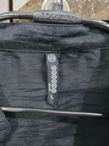 Exported Black cotton+silk fabric shirt