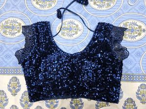 Sparkling Navy Sequin Blouse