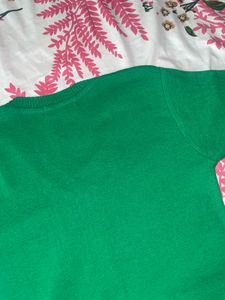 Elegant Green V-Neck Short Sleeve Cotton Blend Top