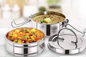 Tiffin Box, Plastic &amp; Steel Both Avl