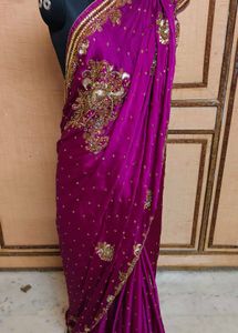 Elegant Purple Embroidered Saree