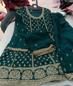 Teal Embroidered Kurta Set