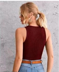 Burgundy Ribbed Cropped Tank