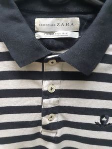 Zara Essentials White And Black Stripe Tshirt(men)