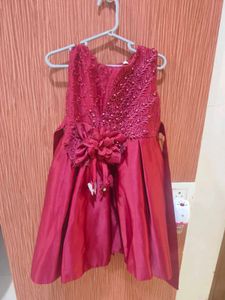 Red floral Embroidery patry frock