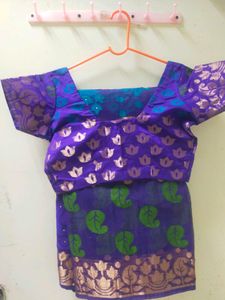 Royal blue With Cyan And Green Woven Saree