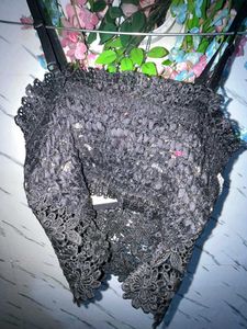 Black Lace Embellished Corset Top