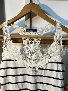 Branded Tank Top With Lace Shoulders