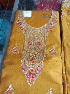 Elegant Mustard Embroidered Suit