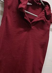Maroon Sleeveless Top