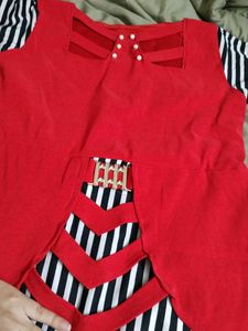 Striped &amp; Red Girls' Dress (
