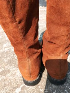Brown Suede Knee-High Boots