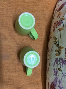 2 Green Ceramic Mugs