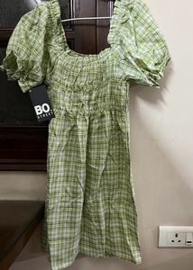 Bo Street Green Plaid Mini Dress