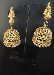 Brush gold peacock Jhumka Earrings