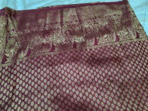 Elegant Maroon Banarasi Saree