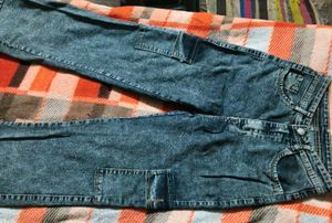 Trendy Acid Wash Cargo Jeans