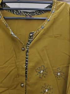 Olive Green Embroidered Kurta