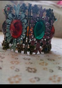 Gemstone Floral Cuff Bracelet