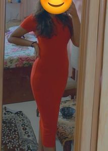 Red Fitted Midi Dress