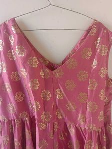 Pink &amp; Gold Print Kurta Dress