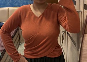 MADAME Orange Top with Tie detailing