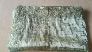 Pista Green  Silk Saree With Embroidery Work