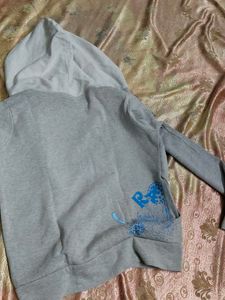 Gray Hoodie with Blue Floral Design