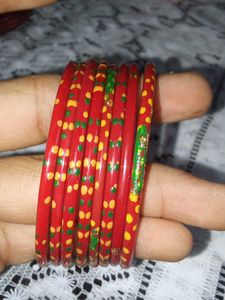 Red &amp; Multi Bangle Set