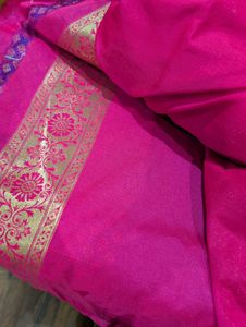Beautiful Blue Silk Saree With Blouse Piece