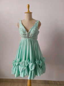 Mint Green Sequin Ruffle Dress
