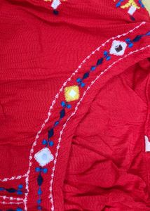 Red Embroidered with kantha stitch Top