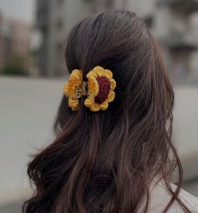Crochet Sunflower Hair Claw Clip