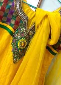 Yellow Embroidered Anarkali Dress