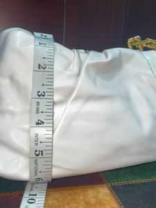 White Ruched Chain Bag