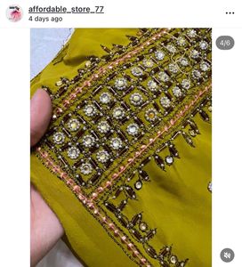 Lime Yellow Saree -Cutdana Handwork embroidered