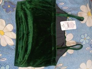 Green Velvet Crop Top