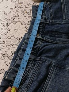 Ruched Ruffle Waist Denim Pants
