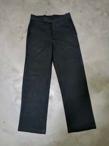 textured Striped Black Pants