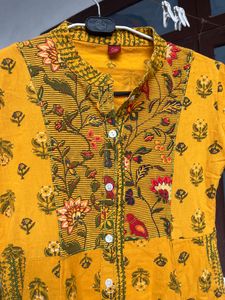 Mustard Printed Kurta
