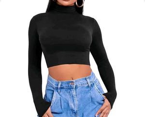 Black Turtleneck Crop Top
