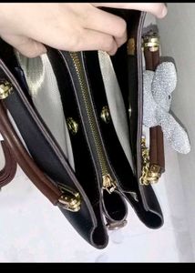 Chic Black Satchel with Cute Charms