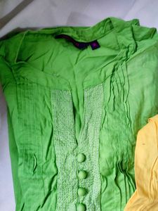 Green &amp; Yellow Kurti Top