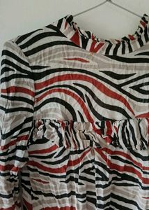 Zebra Print Ruffle Blouse