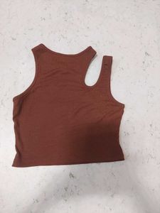 Brown Ribbed Tank Top