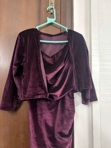 Burgundy Velvet Bodycon Dress