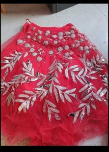 Red Crop top Lehnga