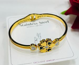 Gold Stainless Steel Clover Bracelet