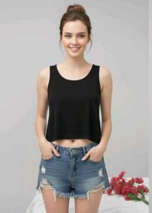 Black Cropped Tank Top