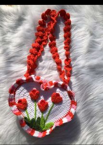 Crochet Heart Floral Bag 👜